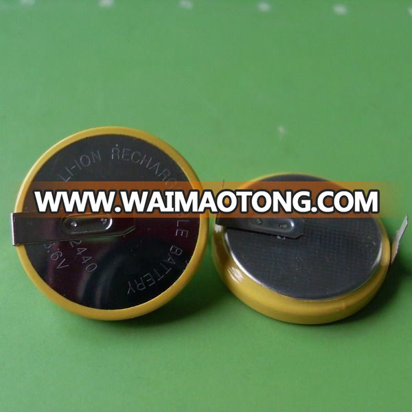 Hot Sale LIR2440 3.6V Button Cell Lithium Rechargeable Battery (LIR2440)