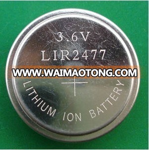 3.6V Rechargeable Lithium Button Cell Battery Lir2477