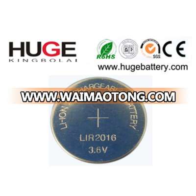 3.7V Lithium Button Cell Battery (LIR2016, LIR2032, LIR2477) for consumer electronics