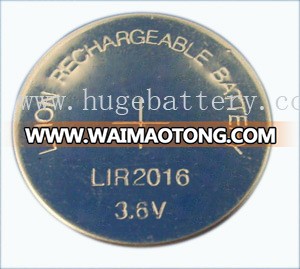 3.6V Rechargeable Li-ion Button Cell LIR2016