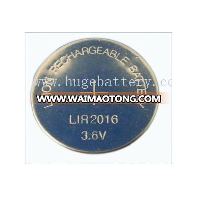 3.6V Rechargeable Li-ion Button Cell LIR2016